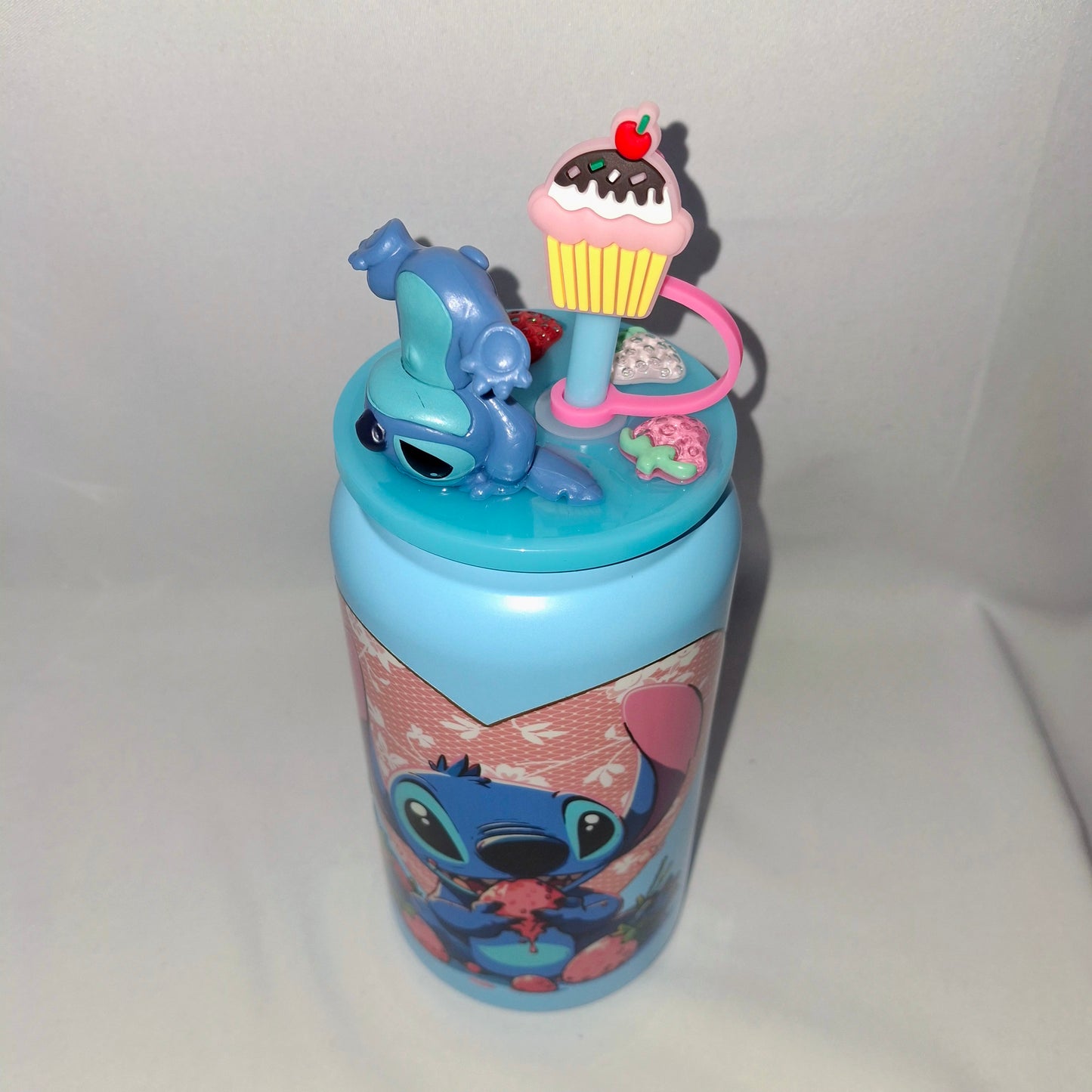 Vaso estampado de acero inoxidable con tapa decorada