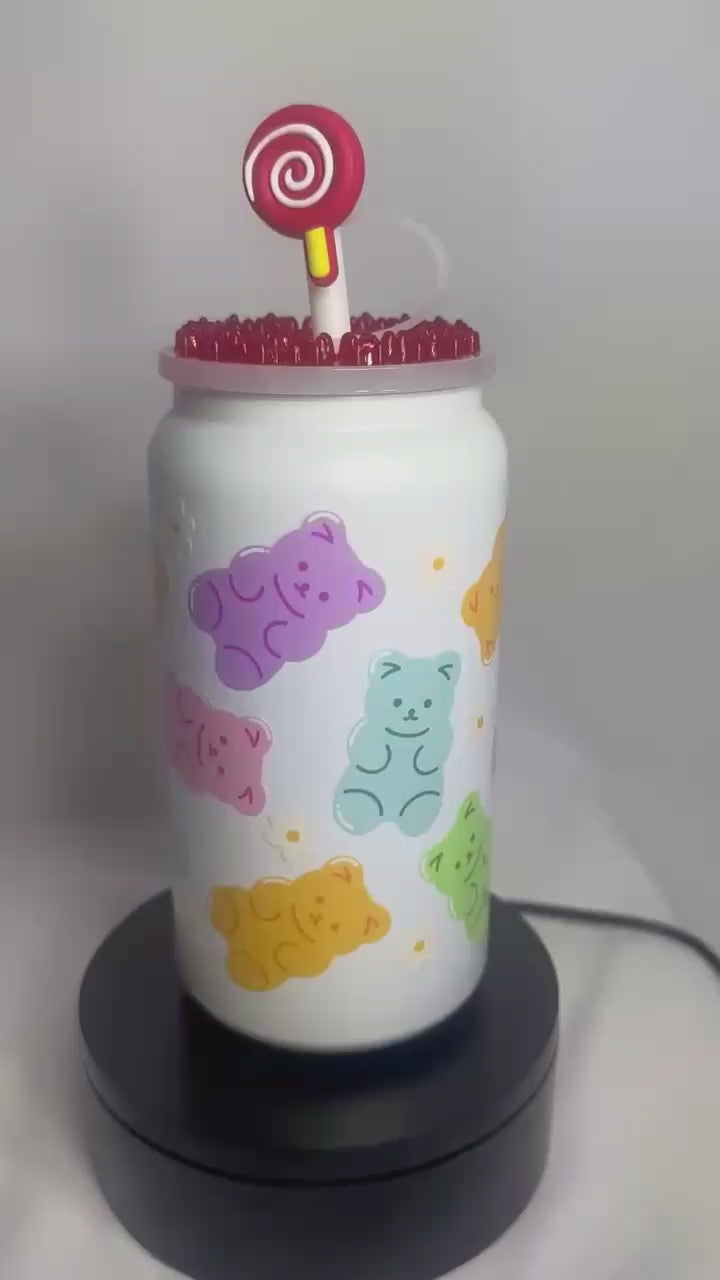 Teddy bear print tumbler set