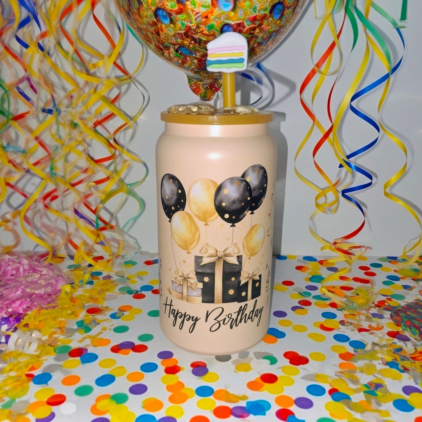 Vaso termico de 16 onzas de happy birthday para mujer