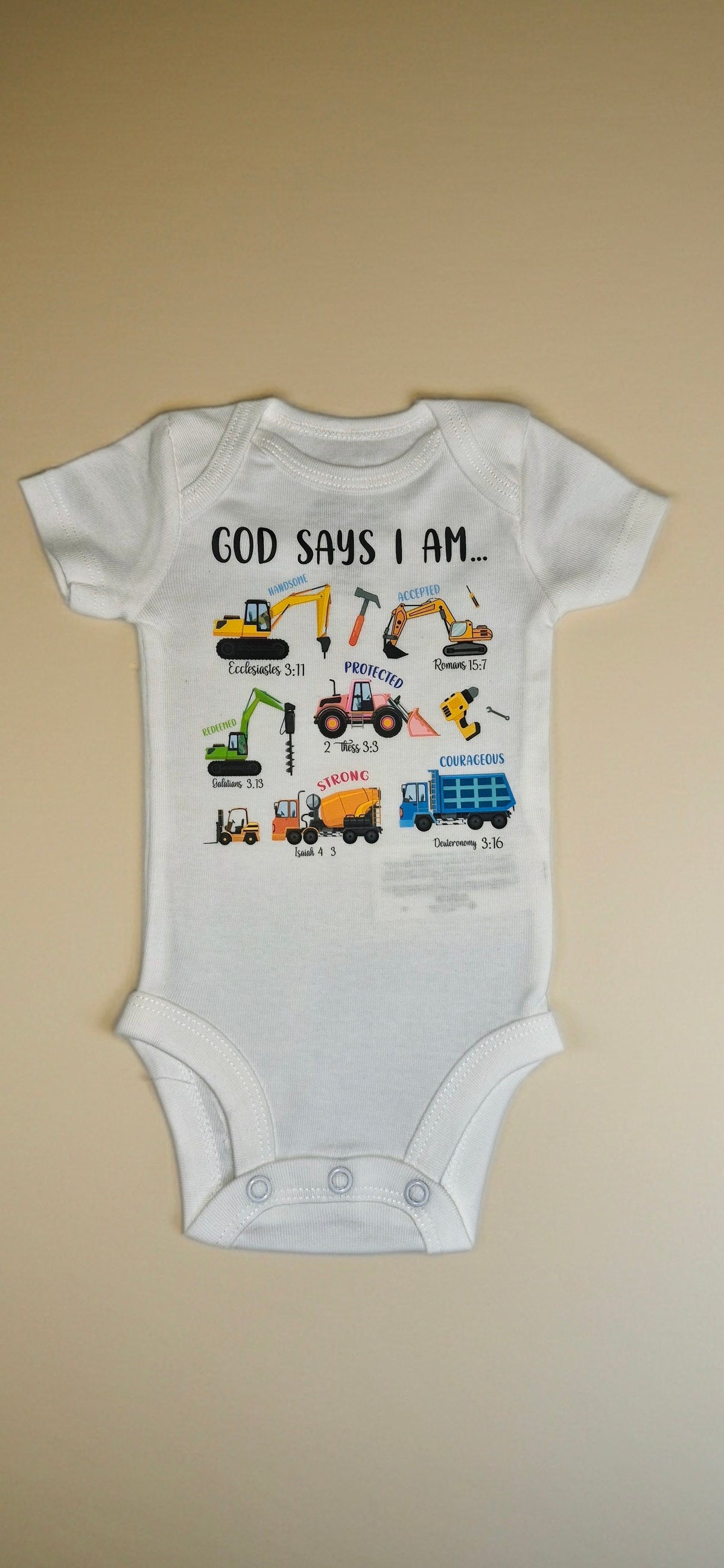 Mamelucos Bodies unisex de manga corta con estampado biblico