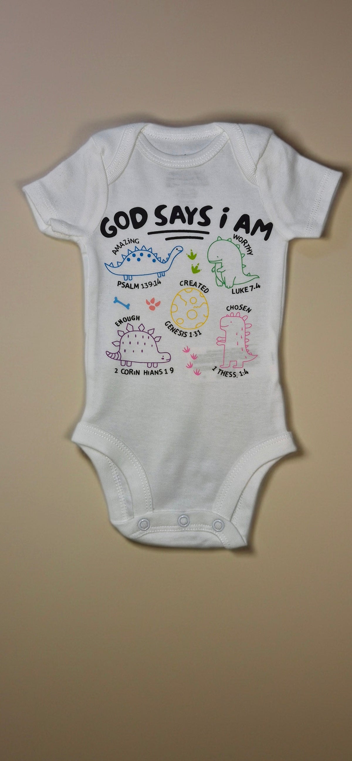 Mamelucos Bodies unisex de manga corta con estampado biblico