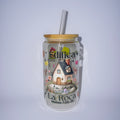 Vaso de vidrio transparente de 16 onzas con estampado biblico