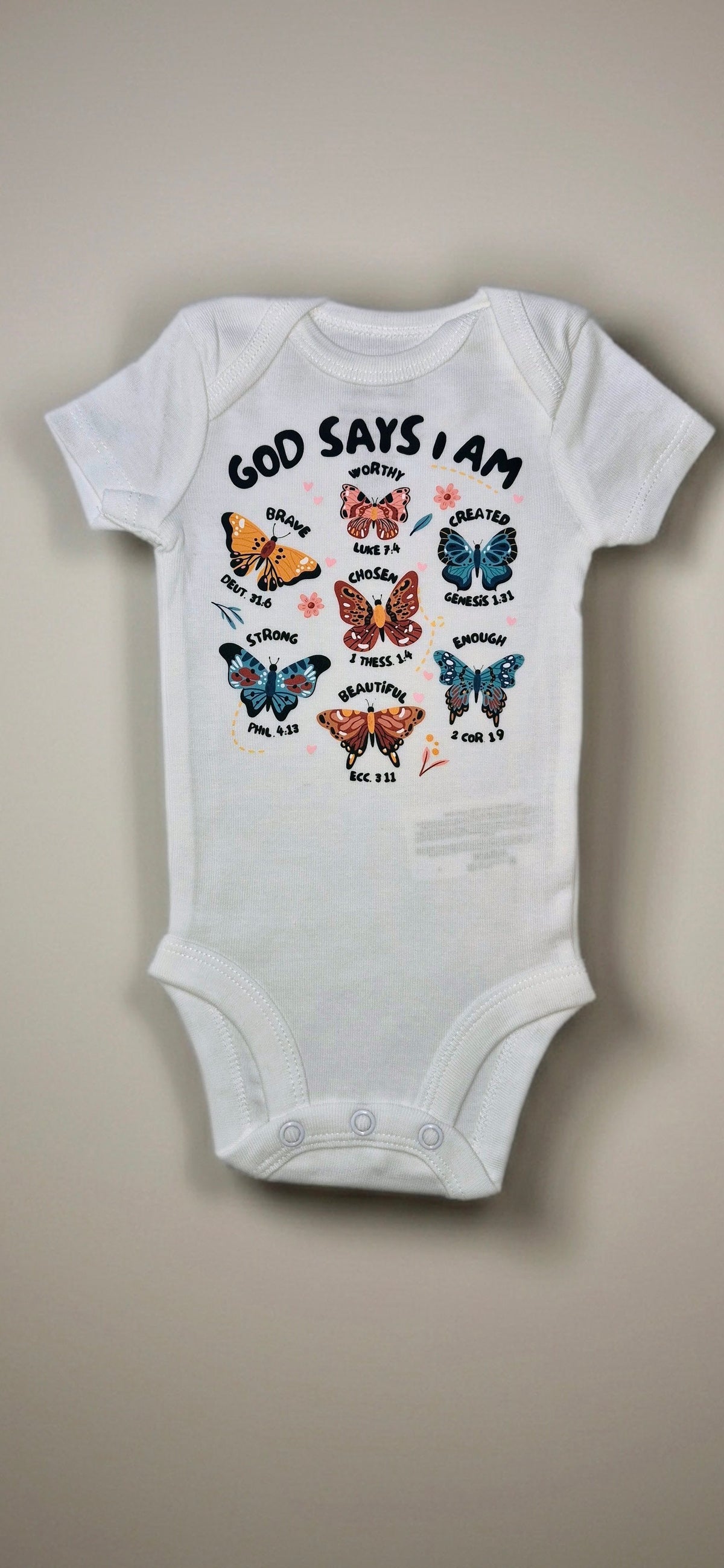 Mamelucos Bodies unisex de manga corta con estampado biblico