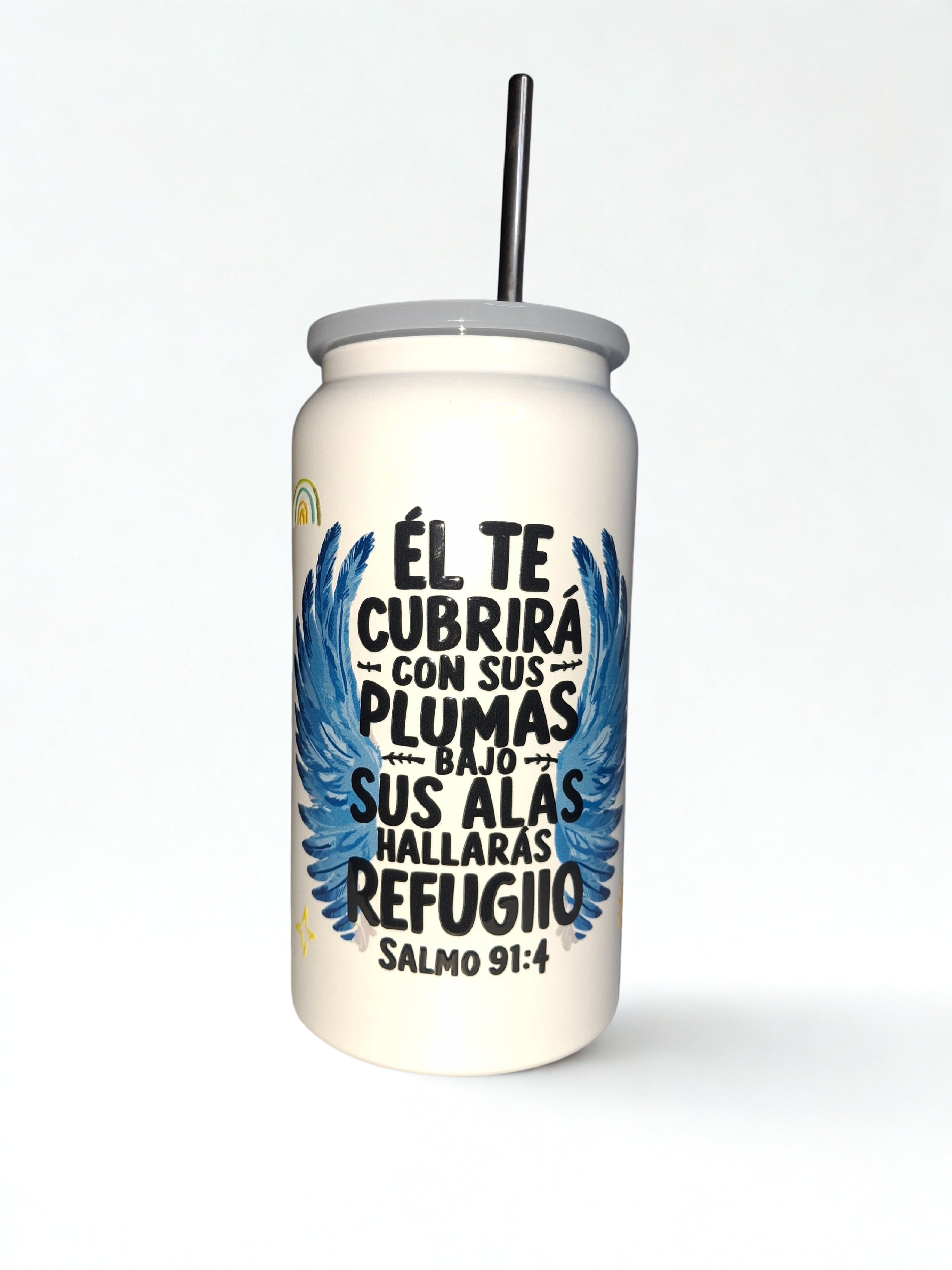 Vaso de acero inoxidable de 16 onzas con estampado biblico