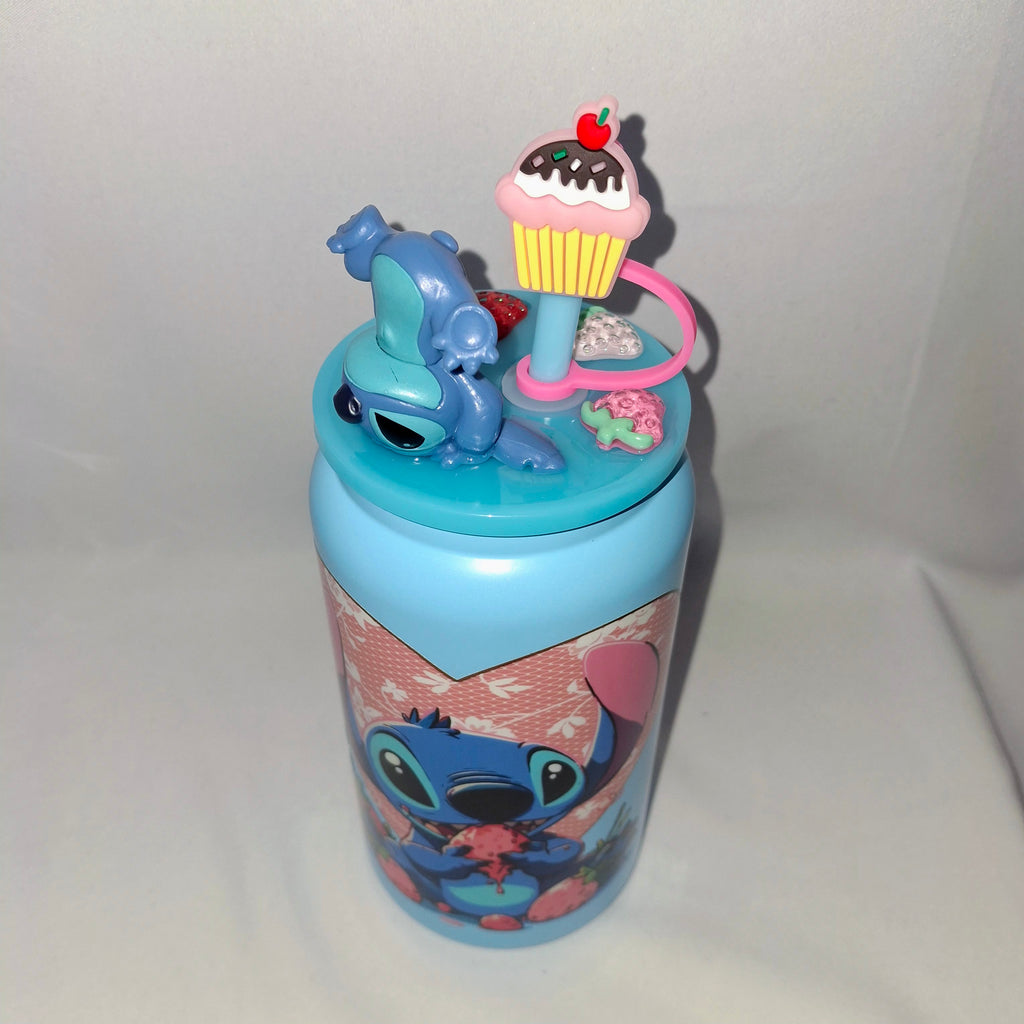 Patterned stainless steel tumbler with decorated lid