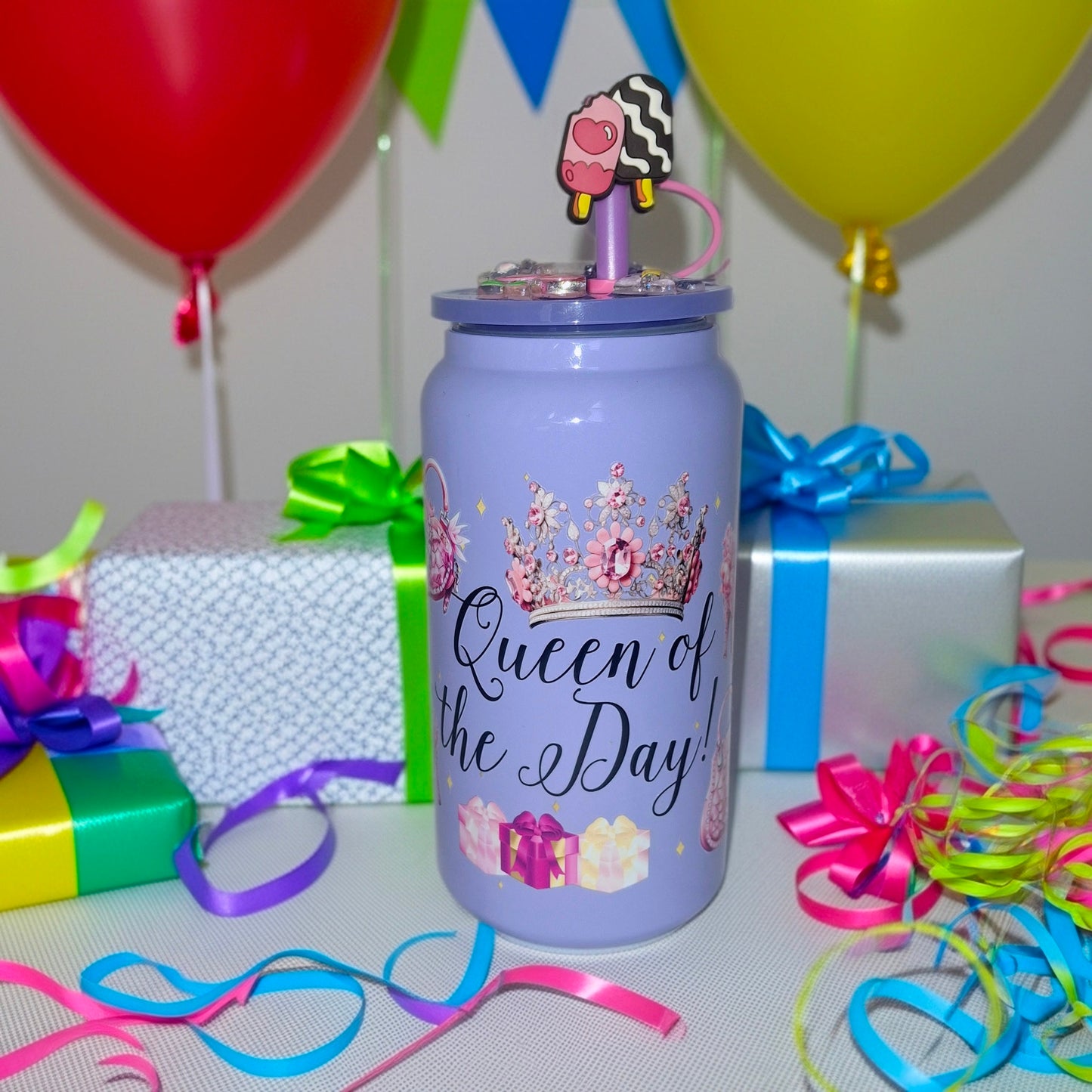 Vaso termico de 16 onzas con estampado de QUEEN OF THE DAY