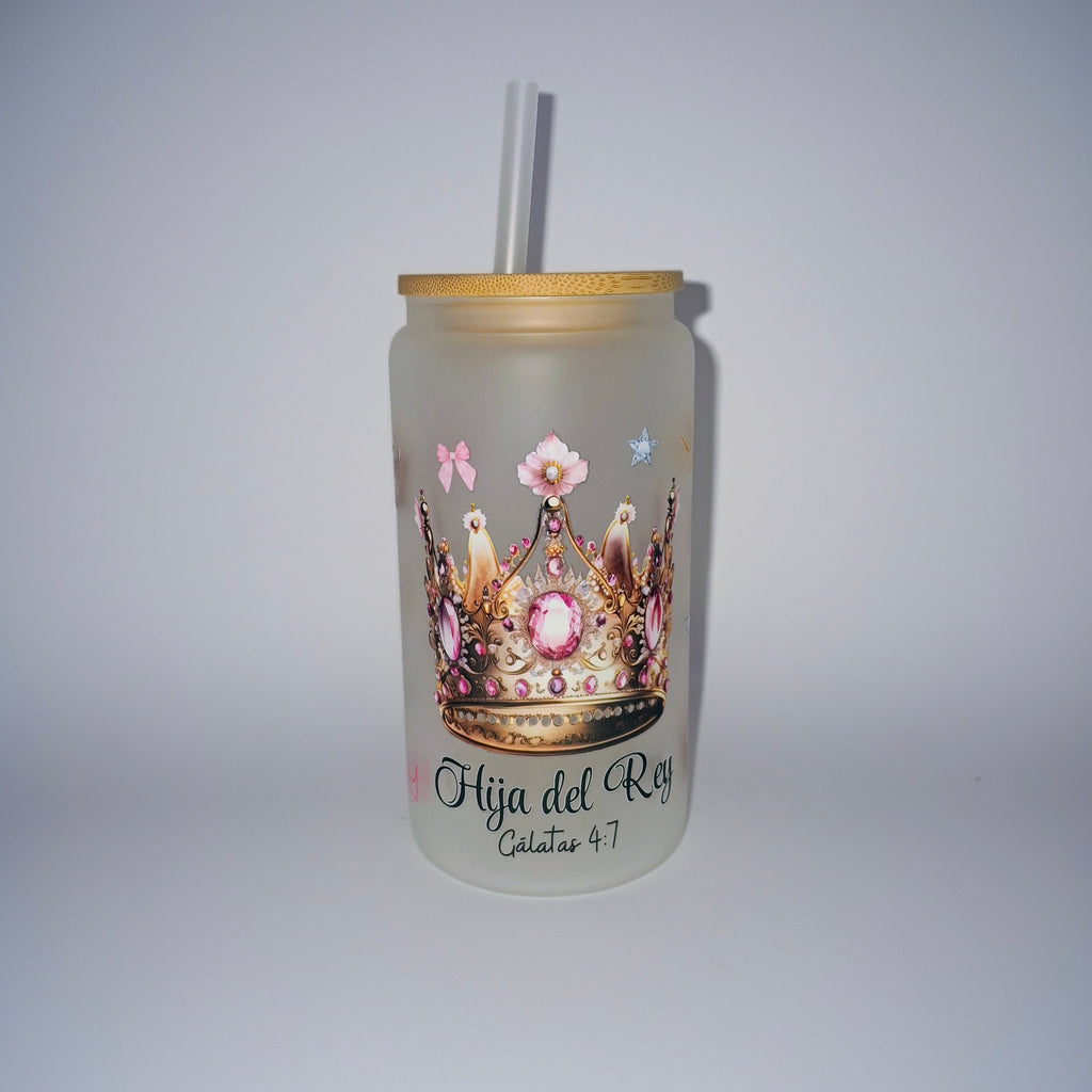 Frosted glass cup with a Bible verse