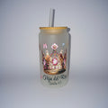 Frosted glass cup with a Bible verse