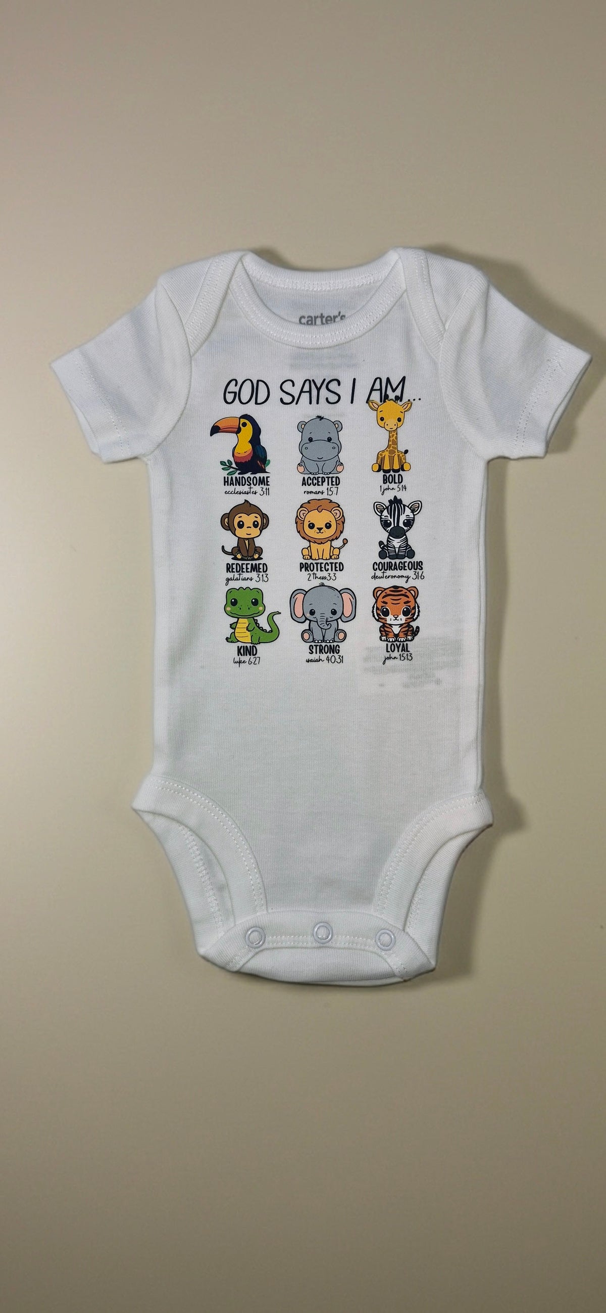 Mamelucos Bodies unisex de manga corta con estampado biblico