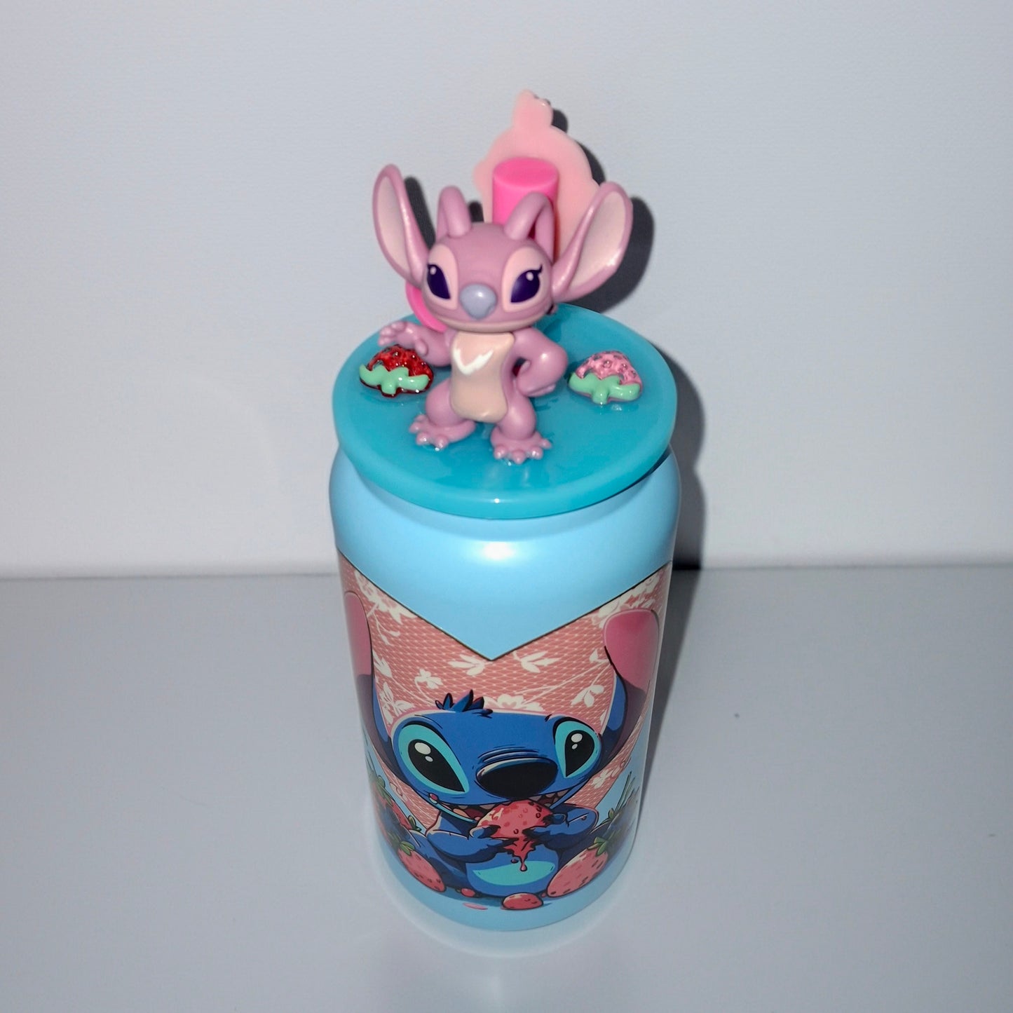 Vaso termico con estampado y tapa decorada