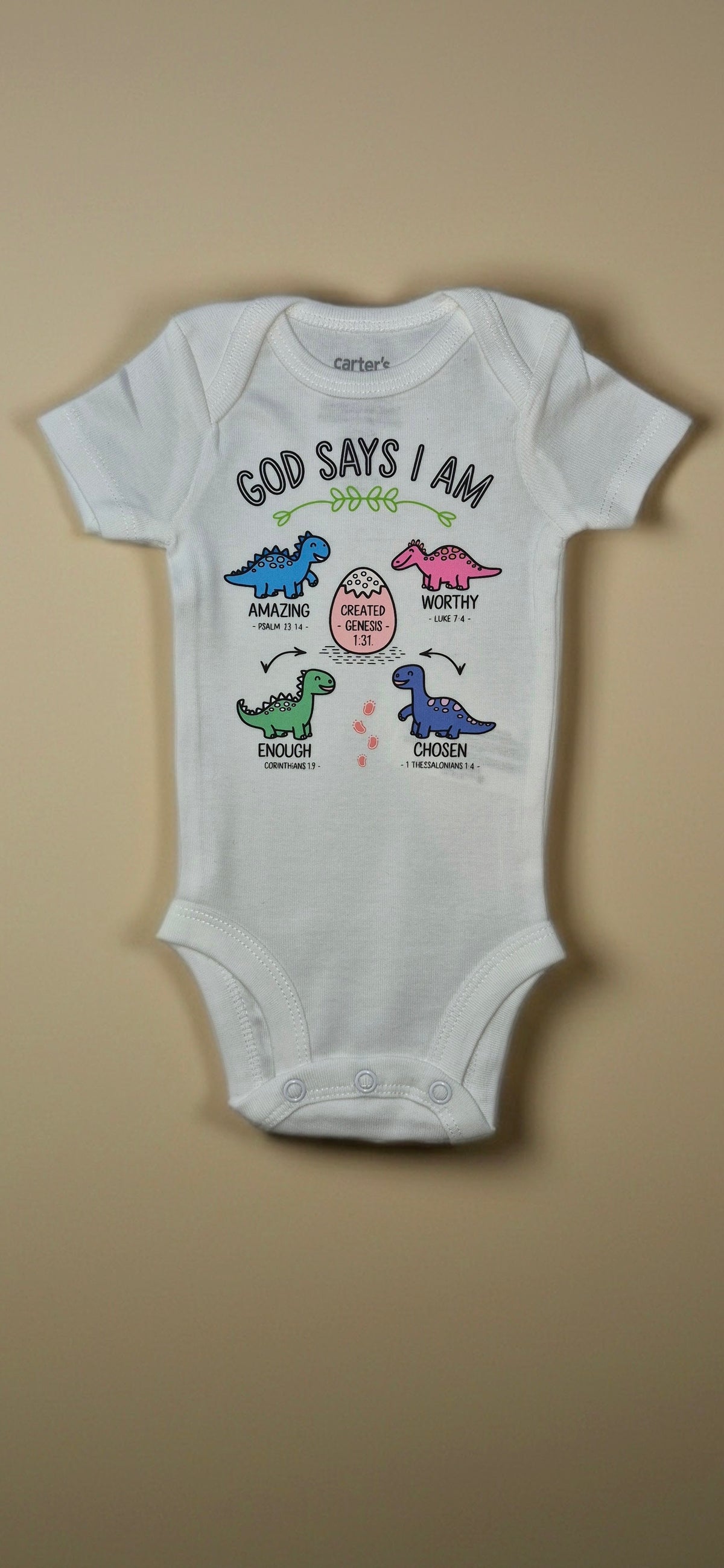 Mamelucos Bodies unisex de manga corta con estampado biblico