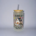 Vaso de vidrio frizado con versiculo biblico