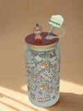 16-ounce glass cup with a "random" puppy figure