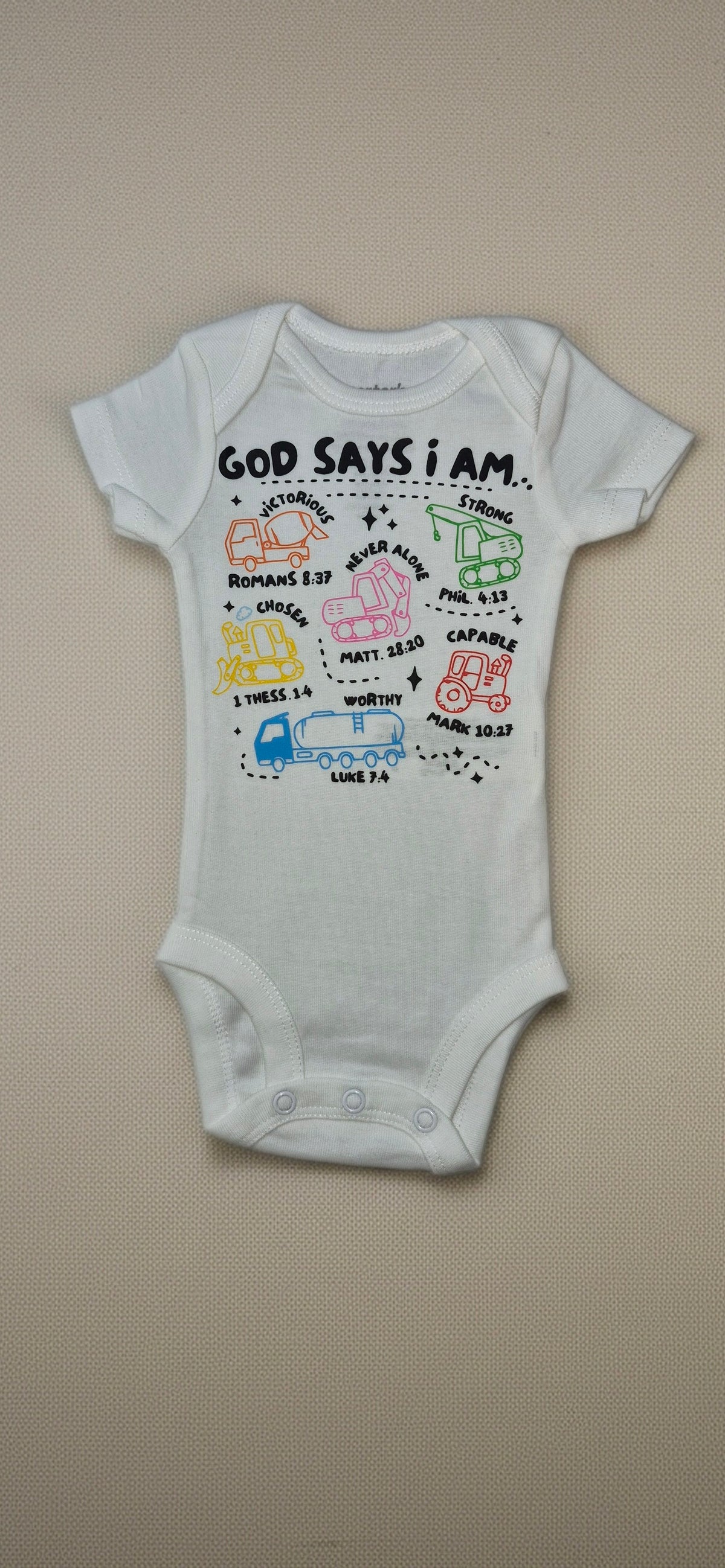 Mamelucos Bodies unisex de manga corta con estampado biblico