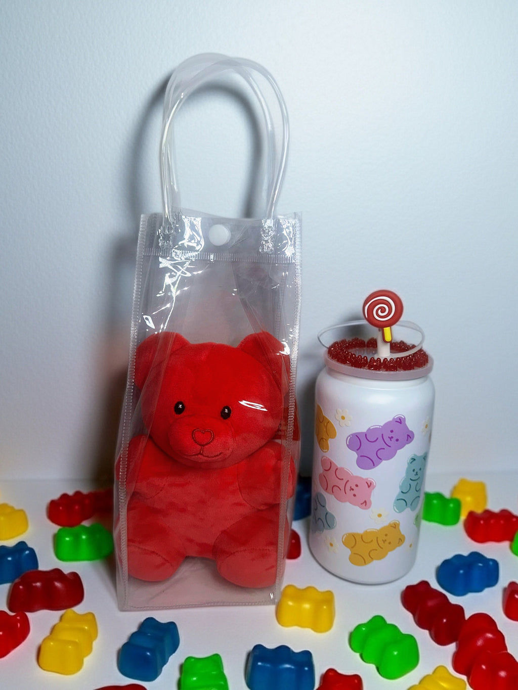 Teddy bear print tumbler set
