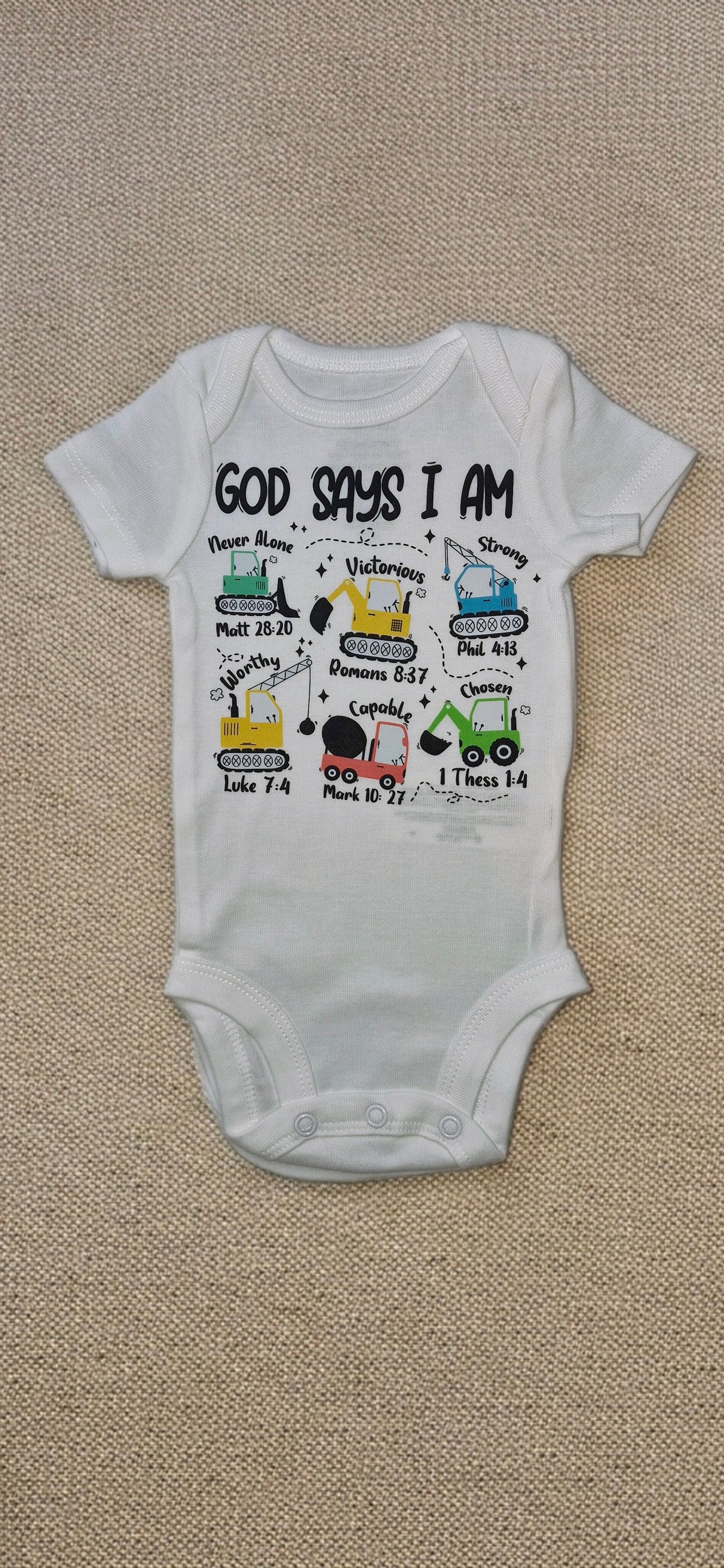 Mamelucos Bodies unisex de manga corta con estampado biblico