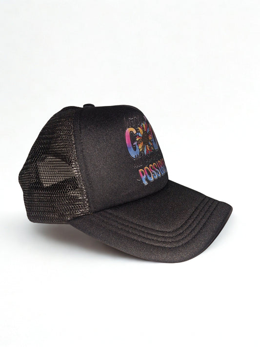 Gorra de béisbol ajustable con impresión de  "WITH GOD ALL THINGS ARE POSSIBLE" casual con protección solar para exteriores, adecuado para viajes, playa, vacacione.