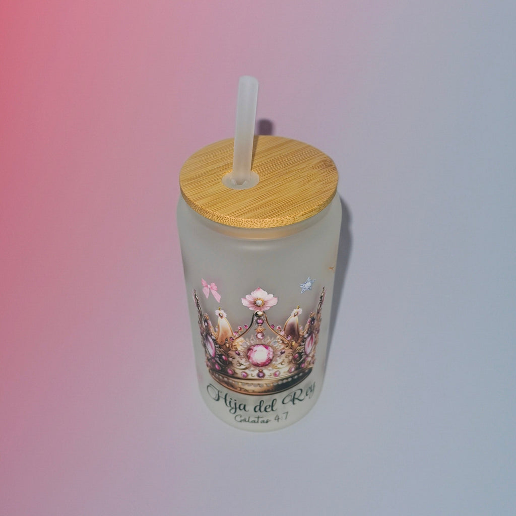 Frosted glass cup with a Bible verse