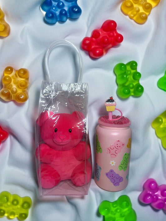 Set de vaso y oso de peluche