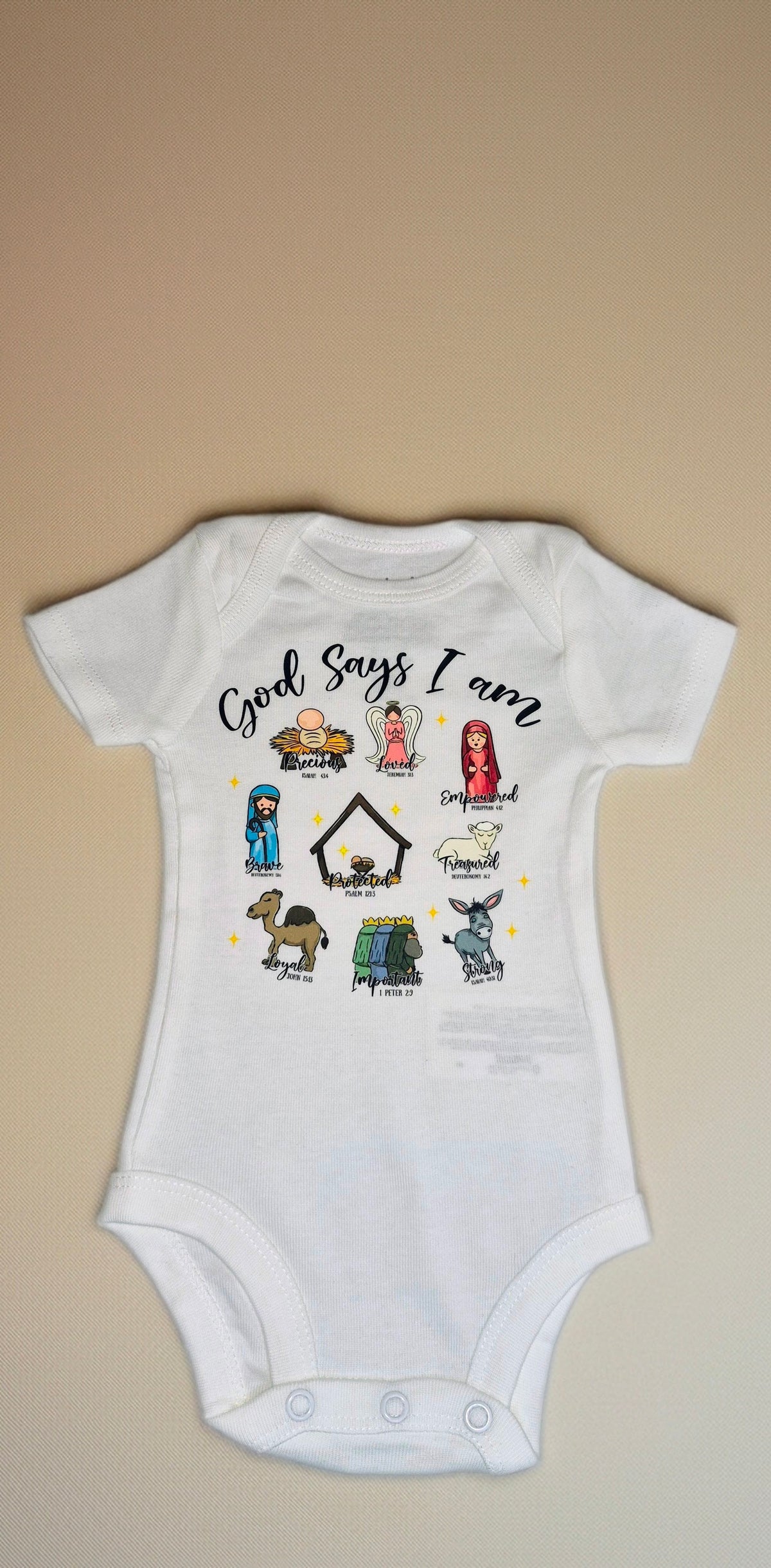 Mamelucos Bodies unisex de manga corta con estampado biblico