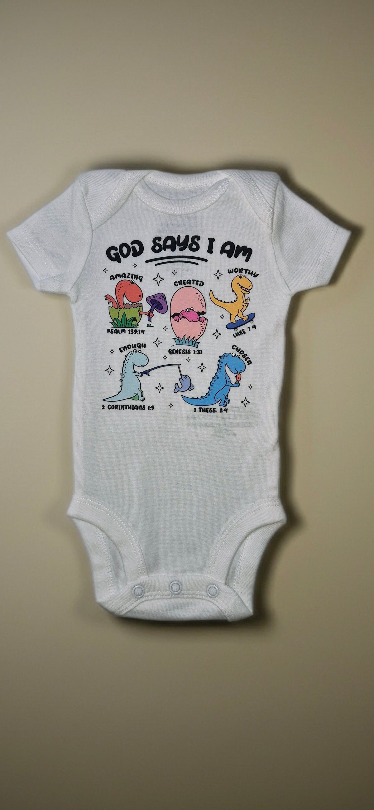 Mamelucos Bodies unisex de manga corta con estampado biblico